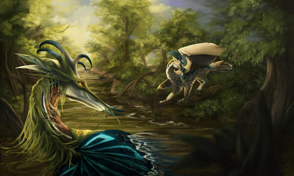 Speedpainted Fullbody, Portrait, and BG (Other OC: Griffyne) (7/24)